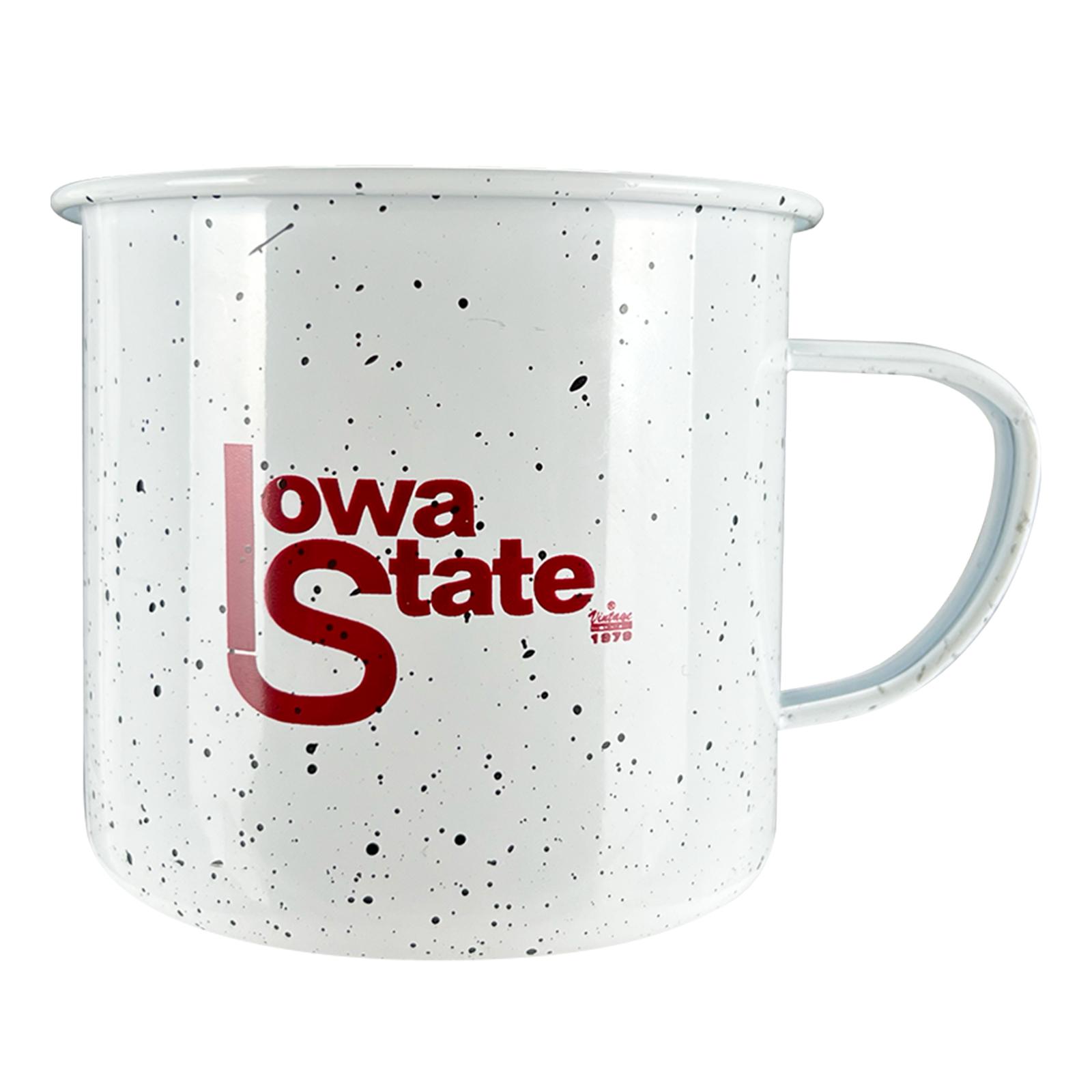Vintage Iowa State White 16 oz. Metal Camp Mug